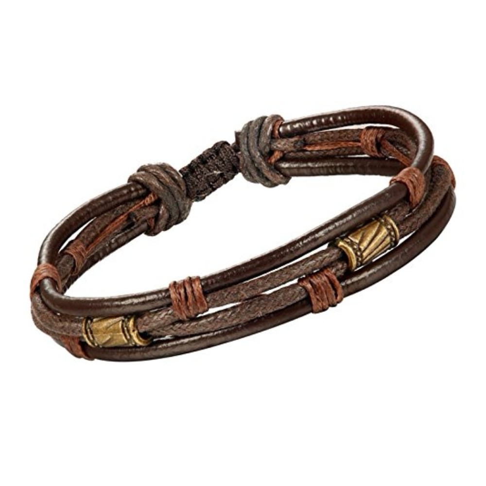 New Stylish Men 4Pcs Braided Leather Bead Bracelet - Picture 2 of 6